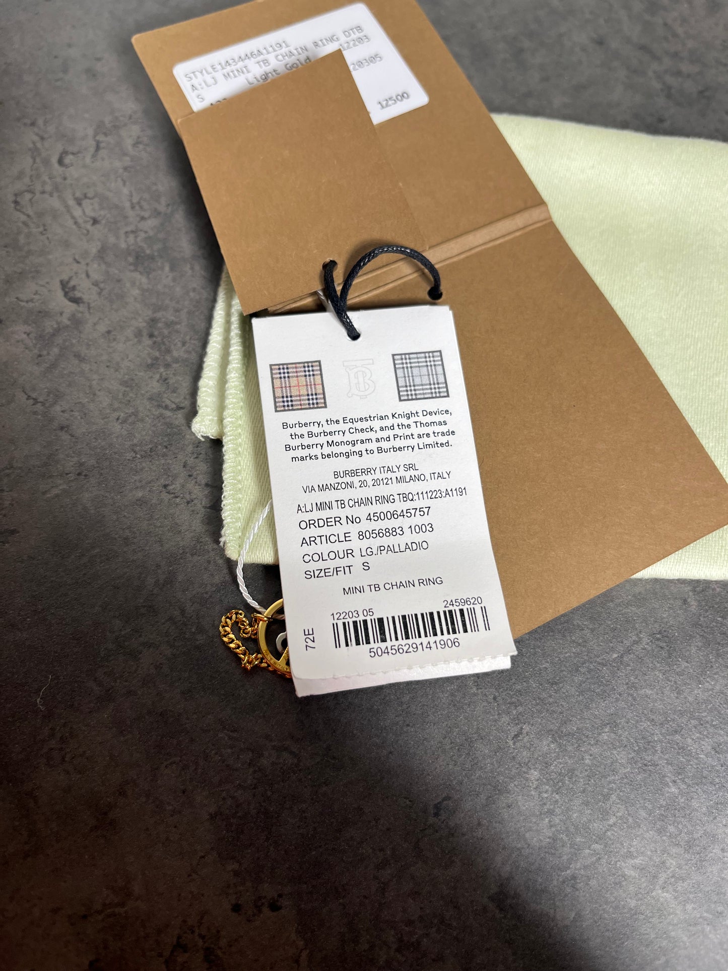 Burberry Gold Monogram Ring