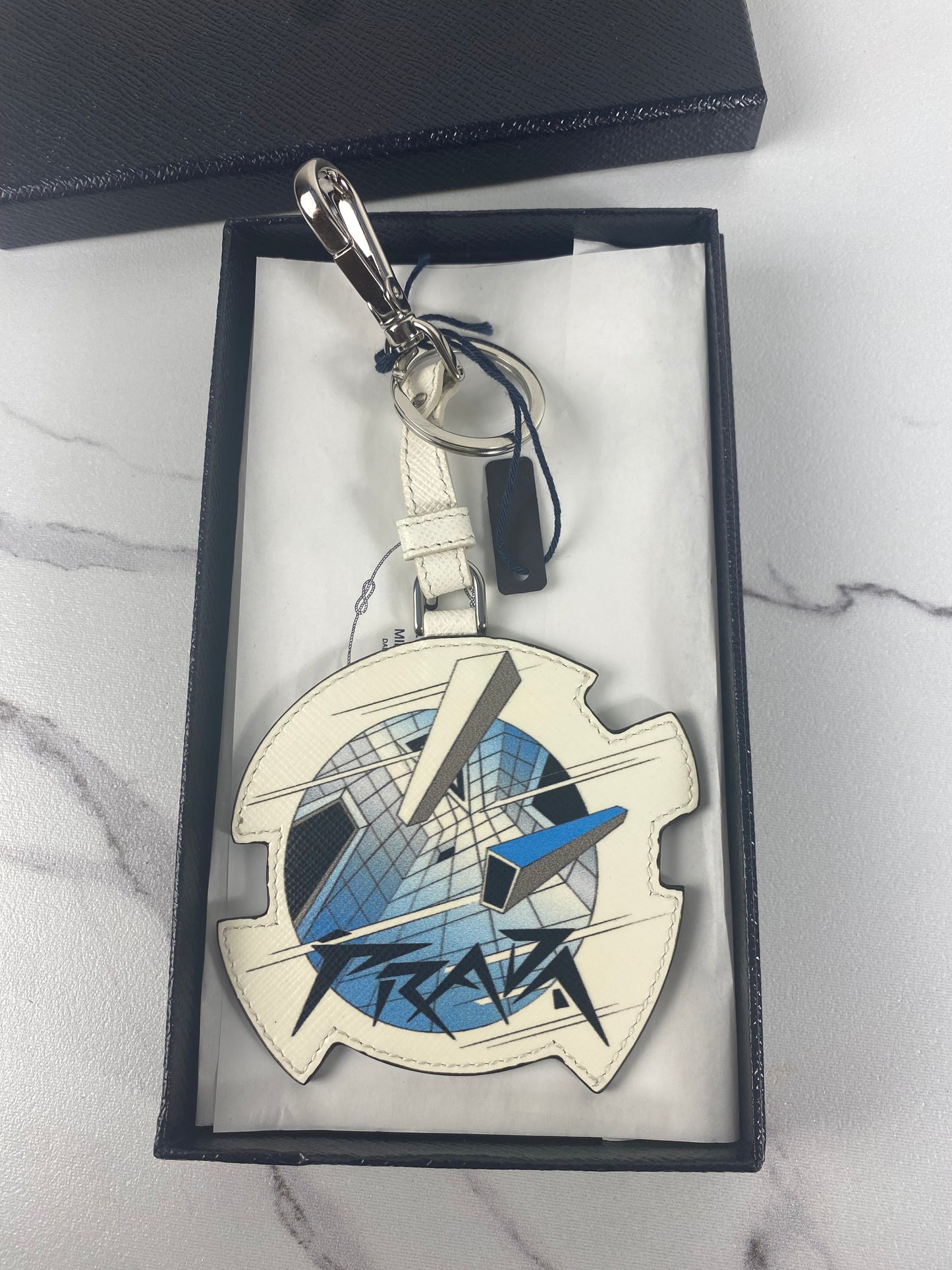 Porte-clés en cuir Prada