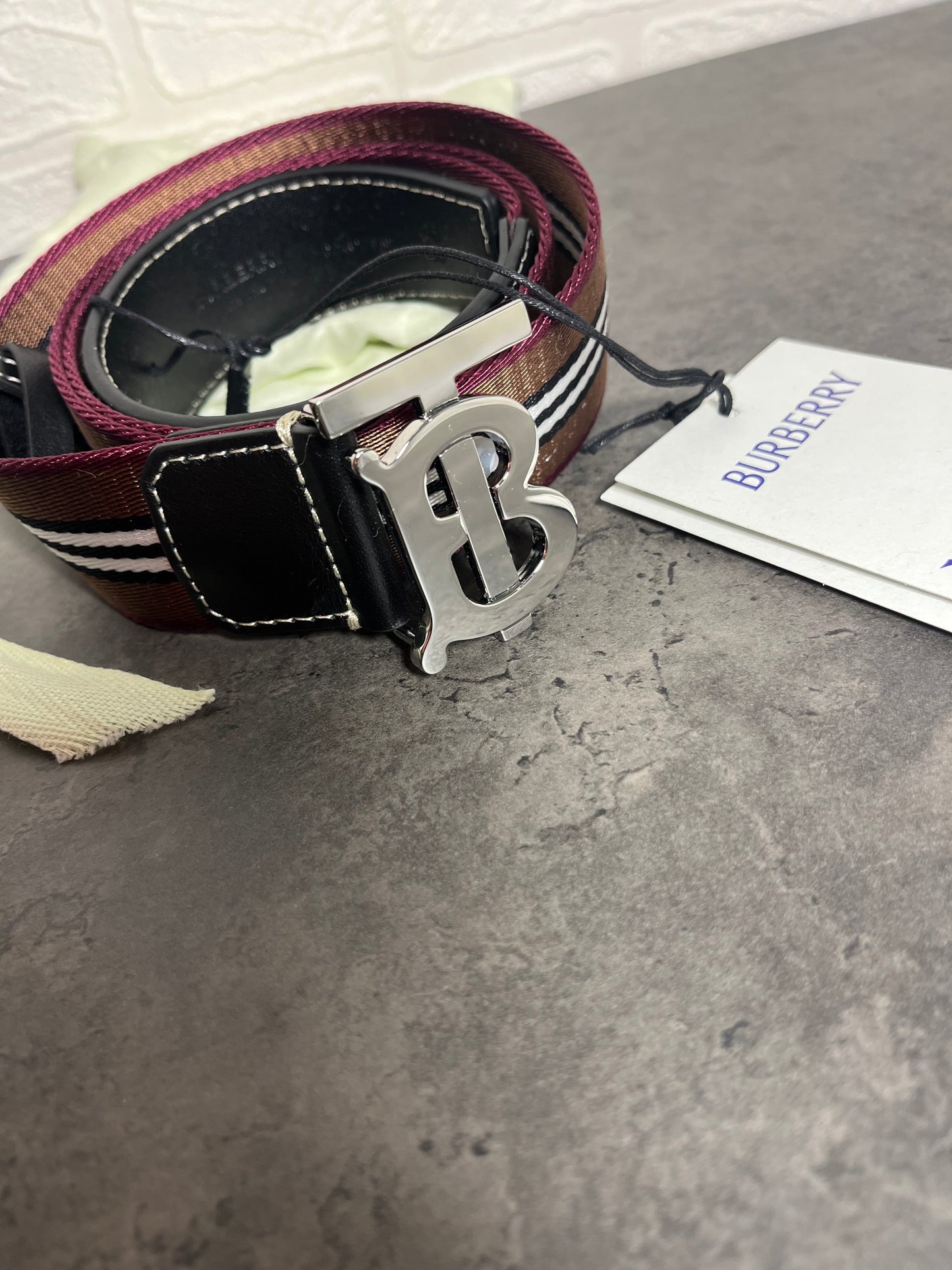 Burberry Striped TB Belt